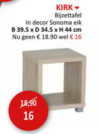 Weba Kirk Bijzettafel B39.5xD34.5xH44cm aanbieding