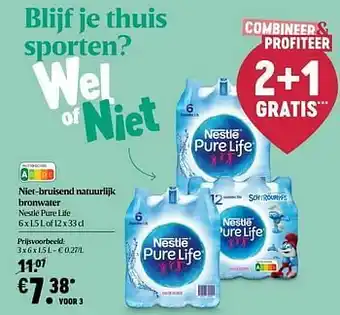 Delhaize Niet-bruisend natuurlijk bronwater nestlé pure life aanbieding