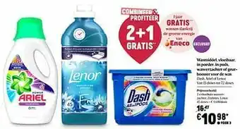 Delhaize Vloeibare wasverzachter, zeebries, lenor aanbieding