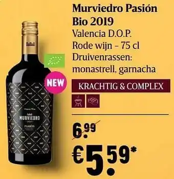Delhaize Murviedro pasión bio 2019 valencia d.o.p. rode wijn aanbieding