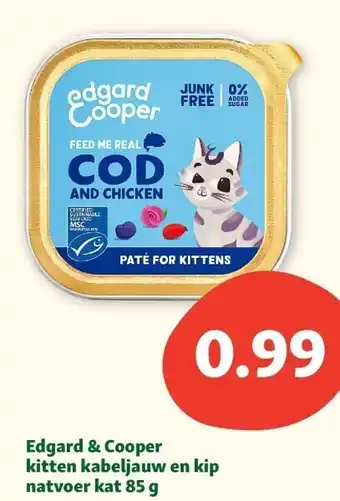 Maxi Zoo Edgard & cooper kitten kabeljauw en kip natvoer kat 85 g aanbieding
