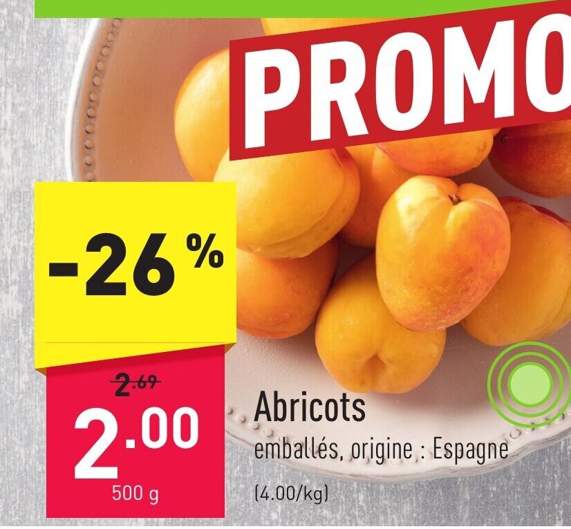 Abricots 500g promotie bij ALDI