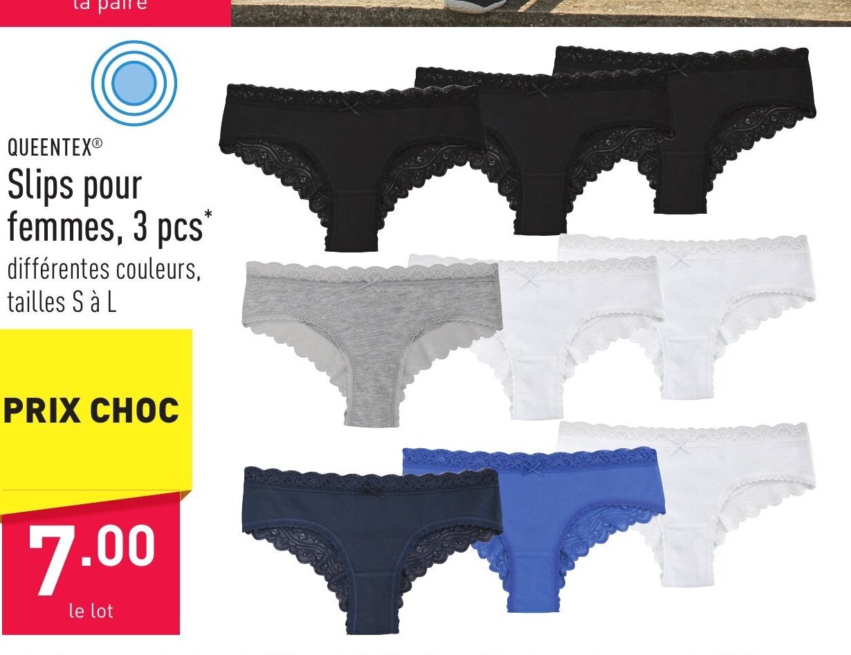 QUEENTEX Slips pour femmes, 3 pcs promotie bij ALDI