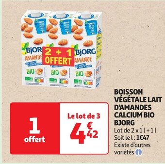 Auchan BOISSON VÉGÉTALE LAIT D'AMANDES CALCIUM BIO BJORG aanbieding