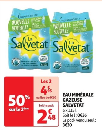 Auchan EAU MINÉRALE GAZEUSE SALVETAT 6X1.15L aanbieding