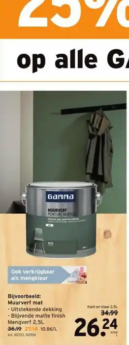 GAMMA GAMMA MUURVERF PEINTURE MURALE 2,5L aanbieding