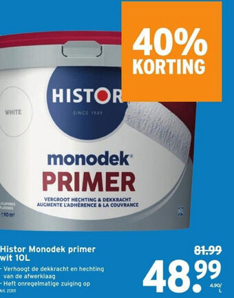 GAMMA Histor Monodek primer wit 10L aanbieding