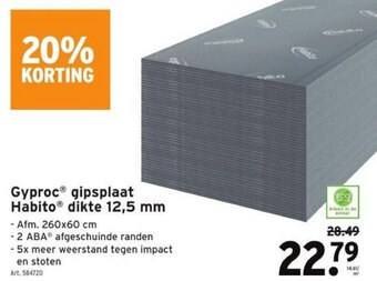 GAMMA Gyproc® gipsplaat Habito dikte 12,5 mm aanbieding