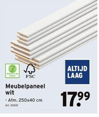 GAMMA Meubelpaneel wit 250x 40 cm aanbieding
