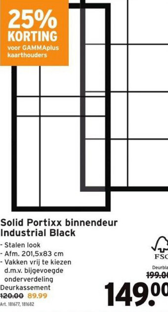 GAMMA Solid Portixx binnendeur Industrial Black aanbieding