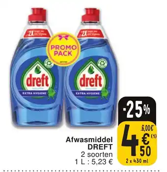 Cora Afwasmiddel DREFT 2 soorten 2X430ml aanbieding