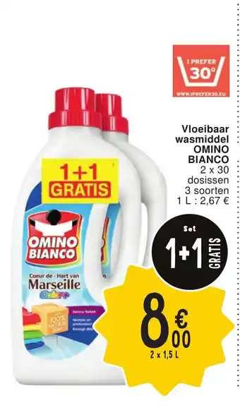 Cora Vloeibaar wasmiddel OMINO BIANCO 2 x 30 dosissen 3 soorten aanbieding