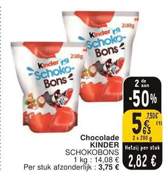 Cora Chocolade KINDER SCHOKOBONS aanbieding