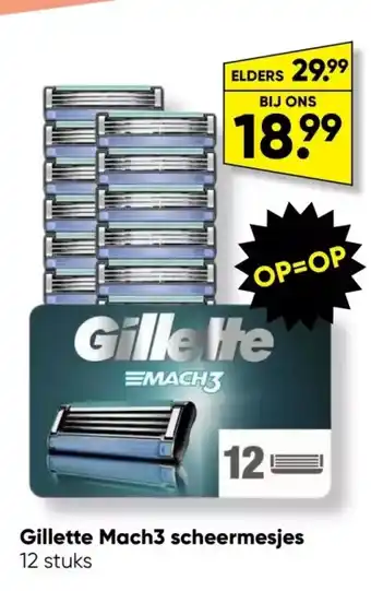 Big Bazar Gillette mach3 scheermesjes 12 stuks aanbieding