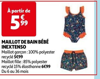 Auchan MAILLOT DE BAIN BÉBÉ INEXTENSO aanbieding