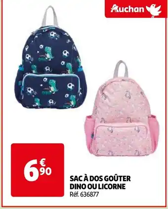 Auchan SAC À DOS GOÛTER DINO OU LICORNE aanbieding