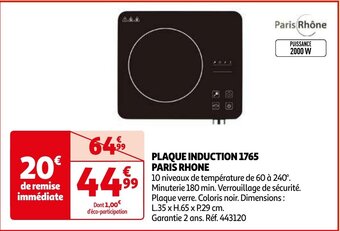 Auchan PLAQUE INDUCTION 1765 PARIS RHONE aanbieding