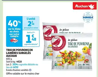 Auchan TRIO DE POIVRONS EN LANIÈRES SURGELÉS aanbieding