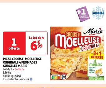Auchan PIZZA CROUSTI MOELLEUSE ORIGINALE 4 FROMAGES SURGELÉE MARIE aanbieding