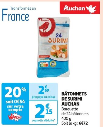 Auchan BÂTONNETS DE SURIMI aanbieding