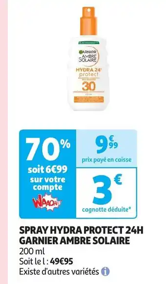 Auchan SPRAY HYDRA PROTECT 24H GARNIER AMBRE SOLAIRE 200 ml aanbieding