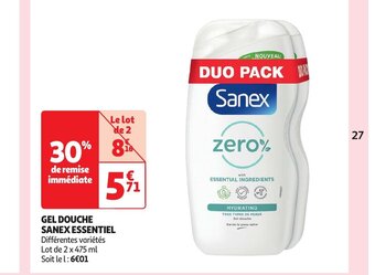 Auchan GEL DOUCHE SANEX ESSENTIEL aanbieding