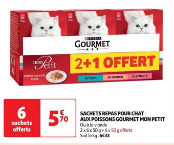 Auchan SACHETS REPAS POUR CHAT AUX POISSONS GOURMET MON PETIT aanbieding