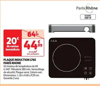 Auchan PLAQUE INDUCTION 1765 PARIS RHONE aanbieding