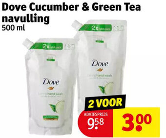 Kruidvat Dove Cucumber & Green Tea navulling 500ml aanbieding