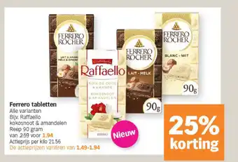 Albert Heijn Ferrero tabletten aanbieding