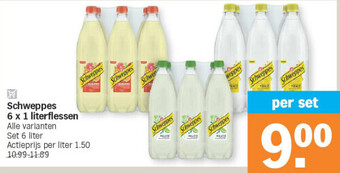 Albert Heijn Schweppes 6 x 1 literflessen aanbieding