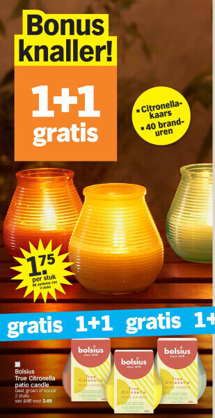 Albert Heijn Bolsius true citronella patio candle aanbieding
