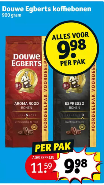 Kruidvat Douwe Egberts koffiebonen 900 gram aanbieding