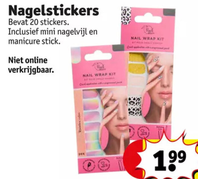 Nagelstickers Bevat 20 stickers. Inclusief mini nagelvijl en manicure