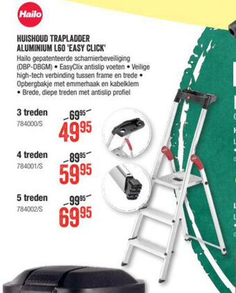 HandyHome Huishoud Trapladder Aluminium L60 Easy Click aanbieding