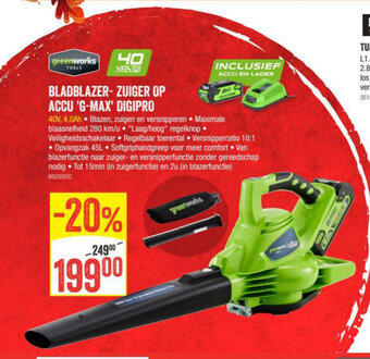 HandyHome Bladblazer- Zuiger Op Accu G-Max Digipro aanbieding