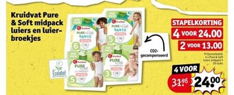 Kruidvat Kruidvat pure & soft midpack luiers en luierbroekjes aanbieding