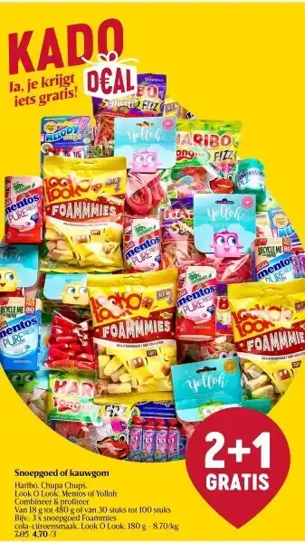 Delhaize Snoepgoed of kauwgom Haribo, Chupa Chups, Look O Look, Mentos of Yolloh aanbieding