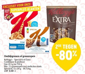 Delhaize Kellogg's - Special K of Extra Ontbijtgranen of graanrepen aanbieding