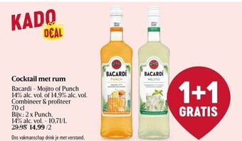 Bacardi - Mojito of Punch 14% alc. vol. of 14,9% alc. vol. Cocktail met rum