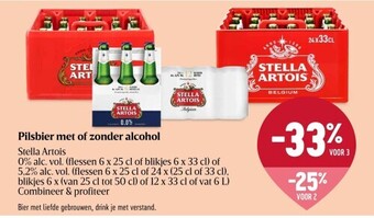Delhaize Stella Artois Pilsbier met of zonder alcohol aanbieding