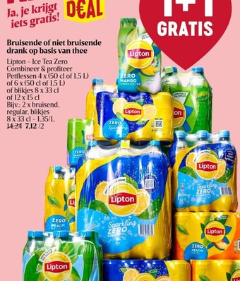 Delhaize Lipton - Ice Tea Bruisende of niet bruisende drank op basis van thee aanbieding