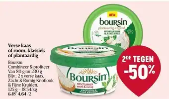 Delhaize Boursin Verse kaas of room, klassiek of plantaardig aanbieding