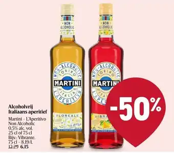 Delhaize Alcoholvrij Italiaans aperitief Martini - L'Aperitivo Non Alcoholic 0.5% alc. vol. 25 cl of 75 cl aanbieding