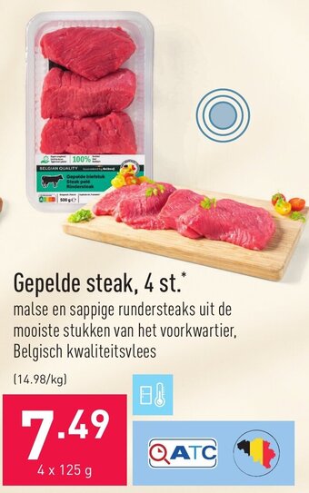 ALDI Gepelde steak, 4 x 125g aanbieding