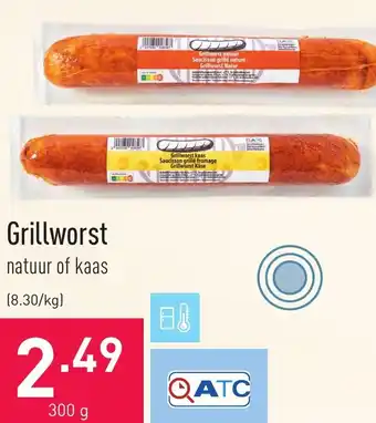 ALDI Grillworst natuur of kaas 300g aanbieding