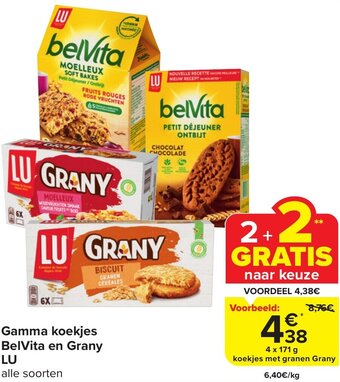 Carrefour Market Gamma koekjes BelVita en Grany LU 4 x 171g aanbieding