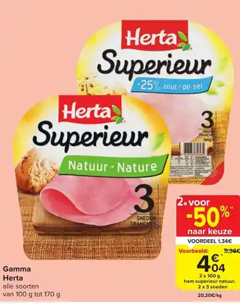 Carrefour Market Gamma Herta 2 x 100g aanbieding