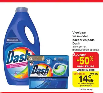Carrefour Market Dash Vloeibaar wasmiddel, poeder en pods aanbieding