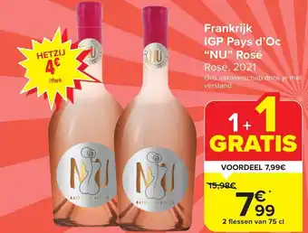 Carrefour Market IGP Pays d'Oc "NU" Rosé 2021 aanbieding